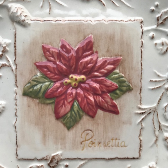 Set Of 4 MWW Market Square Embossed Christmas Flowers Dessert/Appetizer/… - Picture 6 of 12